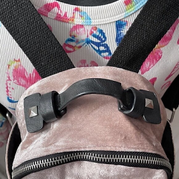 Madden Girl Pale Pink Crushed Velvet Purse Backpack Silver Studs Detail Women’s main image 6